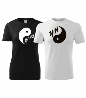 Yin a Yang tričko pro páry Barva: Bílá / černá, Dámské tričko: L, Pánské tričko: L