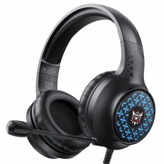 DeTech Herní sluchátka Onikuma X7, mikrofon a LED podsvícení, černá