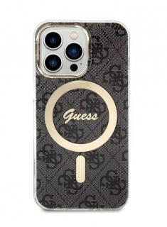 Guess IML 4G Printed Crossbody Zadní Kryt pro iPhone 15 Pro, hnědá