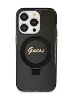 Guess IML Ring Stand Glitter MagSafe Zadní Kryt pro iPhone 15 Pro, hnědá