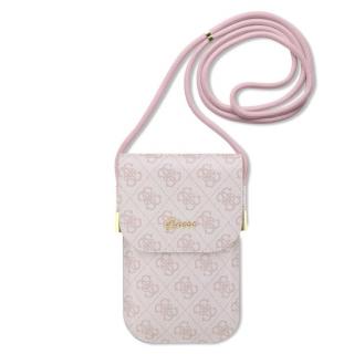 Guess PU 4G Metal Logo Script Phone Bag Pink