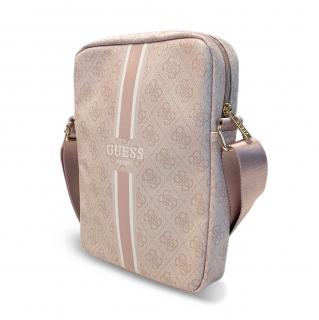 Guess PU 4G Printed Stripes Tablet Bag 10  Pink