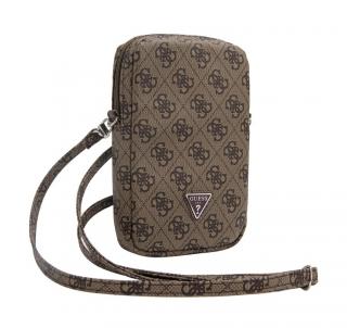 Guess PU 4G Triangle Logo Wallet Phone Bag Zipper, hnědá