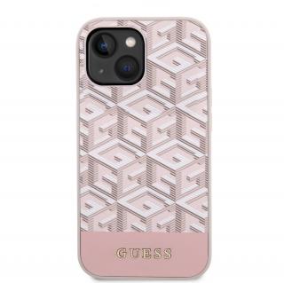 Guess PU G Cube MagSafe Kompatibilní Zadní Kryt pro iPhone 14 růžový