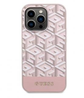 Guess PU G Cube MagSafe Zadní Kryt pro iPhone 14 Pro Pink