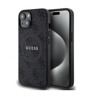 Guess PU Leather 4G Colored Ring MagSafe Zadní Kryt pro iPhone 14 Black