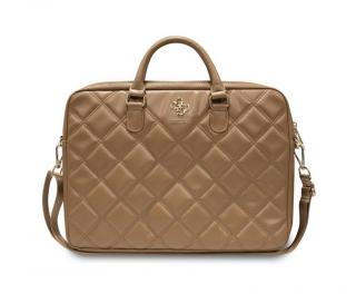 Guess PU Quilted 4G Metal Logo Computer Bag 15/16  Brown