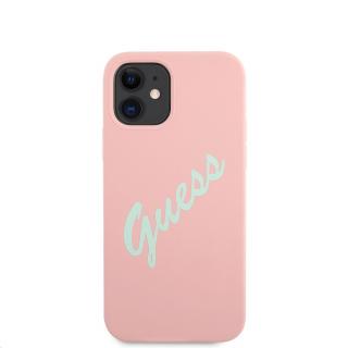 Guess Silicone Vintage Green Script Zadní Kryt pro iPhone 12 mini 5.4 Pink
