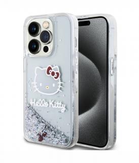 Hello Kitty Liquid Glitter Electroplating Head Logo Zadní Kryt pro iPhone 15 Pro, průhledná