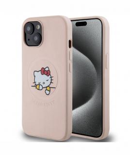 Hello Kitty PU Kitty Asleep Logo MagSafe Zadní Kryt pro iPhone 15, růžová