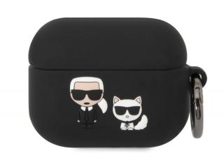 Karl Lagerfeld and Choupette Silikonové pouzdro Airpods Pro černé
