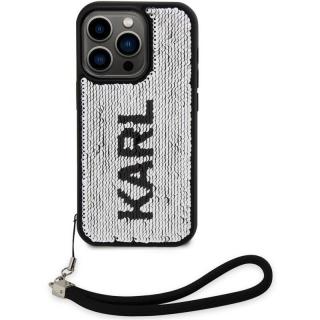 Karl Lagerfeld Sequins Reversible Zadní Kryt pro iPhone 13 Pro Black/Silver