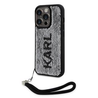 Karl Lagerfeld Sequins Reversible Zadní Kryt pro iPhone 14 Pro Black/Silver