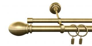 CARDINAL Kovová garnýž galvanizovaná 25mm dvoutyčová Kapri Zlato Antyk 240cm