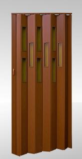 VIVALDI Shrnovací dveře prosklené Ořech 100cm (Harmonikové dvere)
