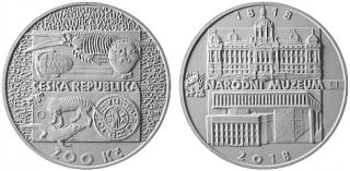 2018 - 200 Kč - Stříbrná pamětní mince - Založení Národního muzea 200. výročí - 13 g - 0.925 Ag - PROOF