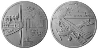 2019 - 200 Kč - Stříbrná pamětní mince - ke 100. výročí sestrojení prvního letounu československé výroby Bohemia B-5 - 13 g - 0.925 Ag - PROOF