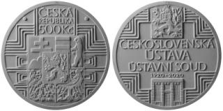 2020 - 500 Kč - Stříbrná pamětní mince - 100. výročí schválení československé ústavy a vzniku Ústavního soudu Československé republiky - 25 g - 0.925…