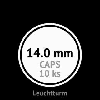 CAPS 14.0 mm O - klasické kruhové kapsle na mince do průměru 14 mm - vnější O 20.0 mm - orig. balení 10 ks - Leuchtturm 314071