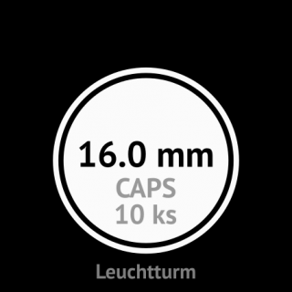 CAPS 16.0 mm O - klasické kruhové kapsle na mince do průměru 16 mm - vnější O 22.5 mm - orig. balení 10 ks - Leuchtturm 334752