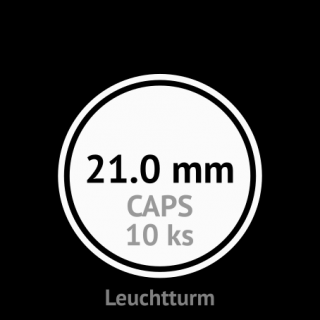 CAPS 21.0 mm O - klasické kruhové kapsle na mince do průměru 21.0 mm - vnější O 27.0 mm - orig. balení 10 ks - Leuchtturm 327401