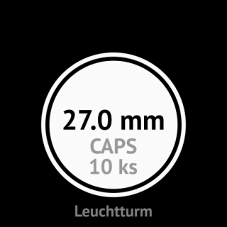 CAPS 27.0 mm O - klasické kruhové kapsle na mince do průměru 27.0 mm - vnější O 33.0 mm - orig. balení 10 ks - Leuchtturm 337997