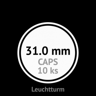 CAPS 31.0 mm O - klasické kruhové kapsle na mince do průměru 31.0 mm - vnější O 37.0 mm - orig. balení 10 ks - Leuchtturm 325003