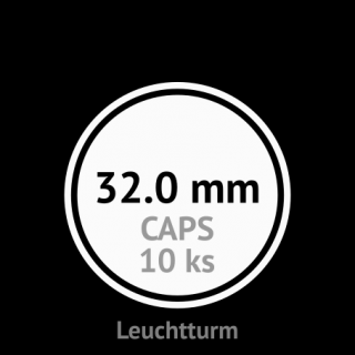 CAPS 32.0 mm O - klasické kruhové kapsle na mince do průměru 32.0 mm - vnější O 38.0 mm - orig. balení 10 ks - Leuchtturm 304799