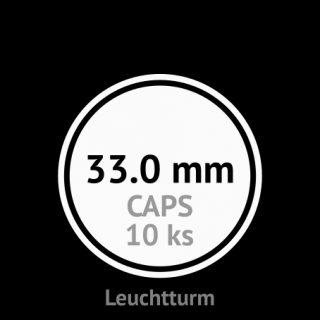 CAPS 33.0 mm O - klasické kruhové kapsle na mince do průměru 33.0 mm - vnější O 39.0 mm - orig. balení 10 ks - Leuchtturm 320931