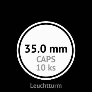 CAPS 35.0 mm O - klasické kruhové kapsle na mince do průměru 35.0 mm - vnější O 41.0 mm - orig. balení 10 ks - Leuchtturm 318983