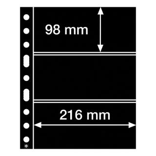 Černé albové listy GRANDE 3S - 3 kapsy na bankovky, známky, certifikáty do 216x98 mm - orig. balení 5 ks - Leuchtturm 305160