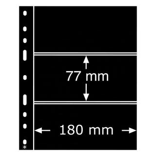 Černé albové listy OPTIMA 3S - 3 kapsy na bankovky, známky, certifikáty do 180x77 mm - orig. balení 10 ks - Leuchtturm 316307