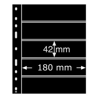 Černé albové listy OPTIMA 5S - 5 vodorovných kapes na aršíky do 180x42 mm - orig. balení 10 ks - Leuchtturm 333229