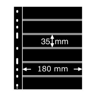 Černé albové listy OPTIMA 6S - 6 vodorovných kapes na známky do 180x35 mm - orig. balení 10 ks - Leuchtturm 316995