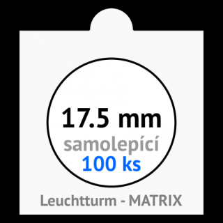 MATRIX 17.5 mm Ø - bílé samolepící mincovní rámečky 50x50 mm - orig. balení 100 ks - Leuchtturm 337834