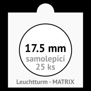 MATRIX 17.5 mm Ø - bílé samolepící mincovní rámečky 50x50 mm - orig. balení 25 ks - Leuchtturm 311005