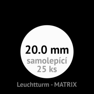 MATRIX 20.0 mm Ø - černé samolepící mincovní rámečky 50x50 mm - naše balení 25 ks - Leuchtturm No. 345686