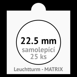 MATRIX 22.5 mm Ø - bílé samolepící mincovní rámečky 50x50 mm - orig. balení 25 ks - Leuchtturm 320198