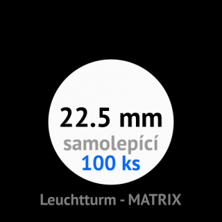 MATRIX 22.5 mm Ø - černé samolepící mincovní rámečky 50x50 mm - orig. balení 100 ks - Leuchtturm 361062