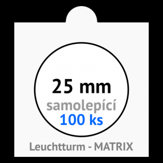 MATRIX 25.0 mm Ø - bílé samolepící mincovní rámečky 50x50 mm - orig. balení 100 ks - Leuchtturm 321058