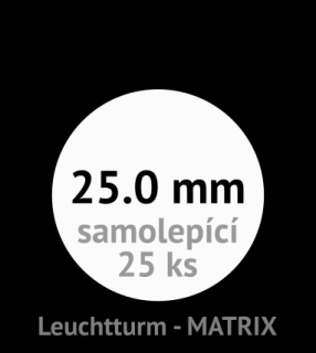 MATRIX 25.0 mm Ø - černé samolepící mincovní rámečky 50x50 mm - naše balení 25 ks - Leuchtturm No. 345688