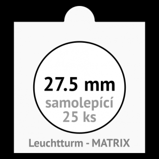 MATRIX 27.5 mm Ø - bílé samolepící mincovní rámečky 50x50 mm - orig. balení 25 ks - Leuchtturm 308858