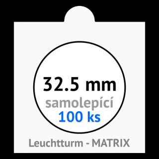 MATRIX 32.5 mm Ø - bílé samolepící mincovní rámečky 50x50 mm - orig. balení 100 ks - Leuchtturm 314616