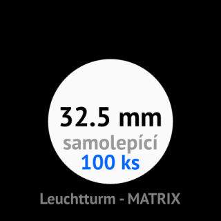 MATRIX 32.5 mm Ø - černé samolepící mincovní rámečky 50x50 mm - orig. balení 100 ks - Leuchtturm 361066