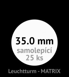 MATRIX 35.0 mm Ø - černé samolepící mincovní rámečky 50x50 mm - naše balení 25 ks - Leuchtturm No. 345692