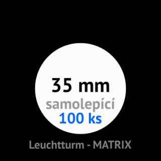 MATRIX 35.0 mm Ø - černé samolepící mincovní rámečky 50x50 mm - orig. balení 100 ks - Leuchtturm 361067