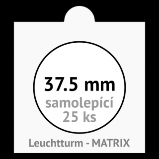 MATRIX 37.5 mm Ø - bílé samolepící mincovní rámečky 50x50 mm - orig. balení 25 ks - Leuchtturm 301979