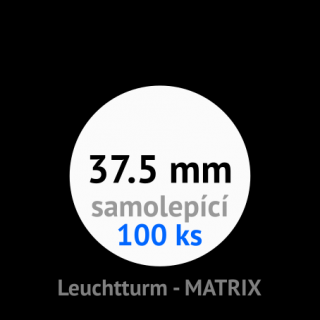 MATRIX 37.5 mm Ø - černé samolepící mincovní rámečky 50x50 mm - orig. balení 100 ks - Leuchtturm 361068