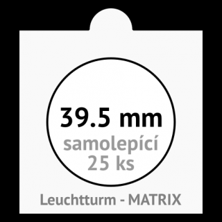 MATRIX 39.5 mm Ø - bílé samolepící mincovní rámečky 50x50 mm - orig. balení 25 ks - Leuchtturm 313135