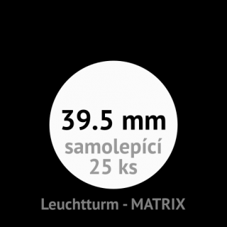 MATRIX 39.5 mm Ø - černé samolepící mincovní rámečky 50x50 mm - naše balení 25 ks - Leuchtturm 345694